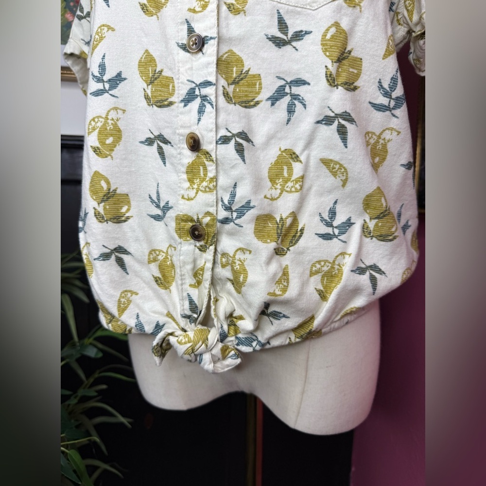 Kuhl Women’s Elsie Lemon Fruit Print Tie Front Button Up Shirts Cream Sz S - Picture 5 of 12